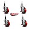 Service Caster 3.5'' Red Poly Swivel 3/4'' Expanding Stem Caster Set with Brake, 4PK SCC-EX20S3514-PPUB-RED-TLB-34-4 - alternate 2
